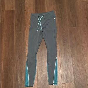 Fabletics Gray Leggings with Teal Accents